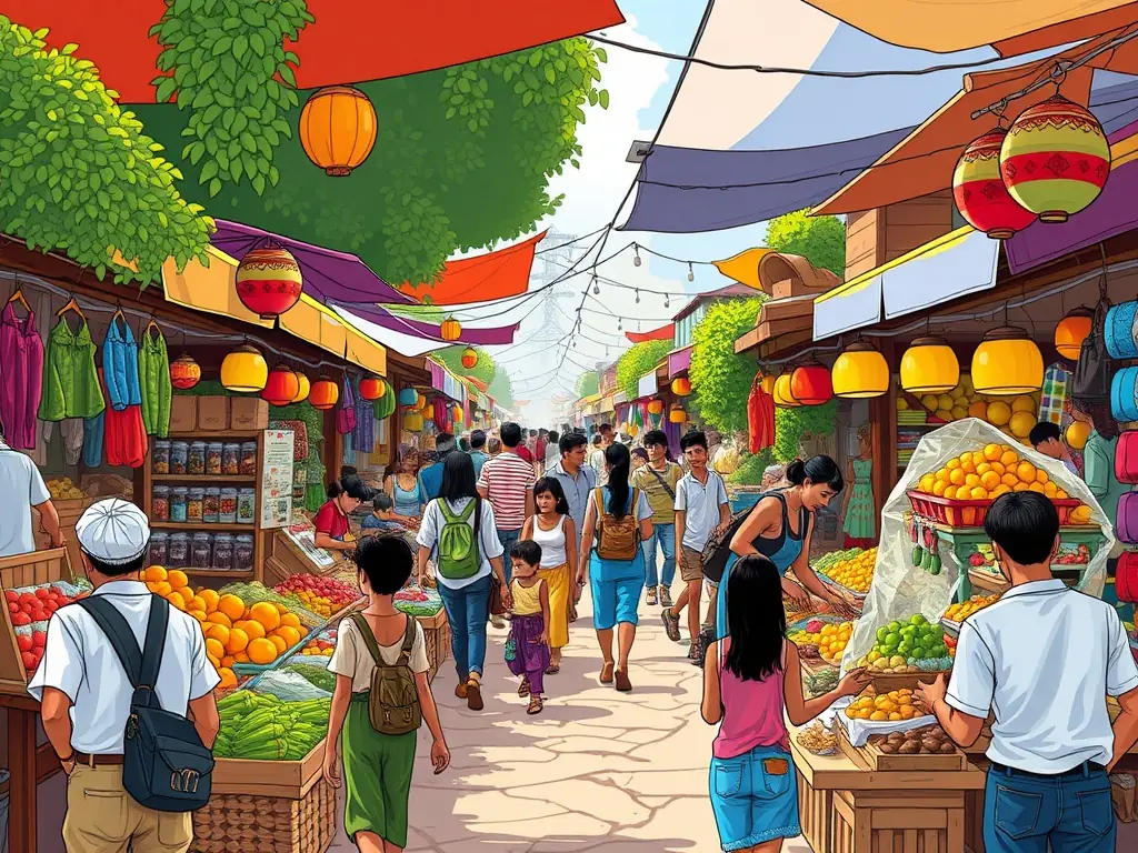 Vibrant market scene in Kilimnos showcasing local crafts and delicacies.